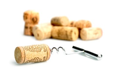 Corkscrew and wine corks clipart