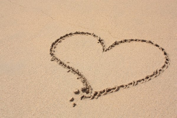 Heart on the sandy beach