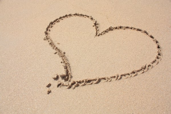 Heart on the sandy beach