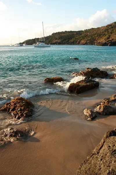 加勒比日落和帆船 — 图库照片
