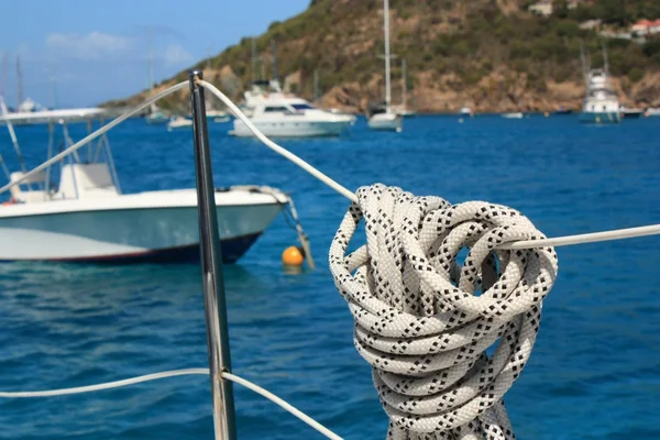 stock image Nautical rope hanging on the sailboat