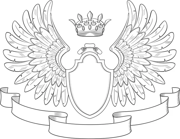 Escudo de armas con alas — Vector de stock