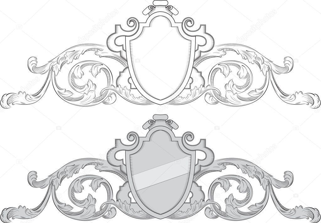 heraldic crest with shield