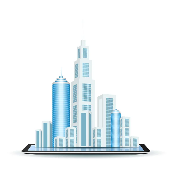 Business City on Tablet Computer — Stock Vector