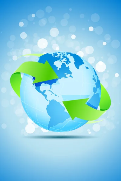 Planet Erde mit grünen Pfeilen — Stockvektor