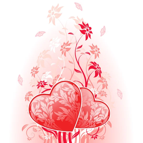 Alla hjärtans dag kort med blommor — Stock vektor