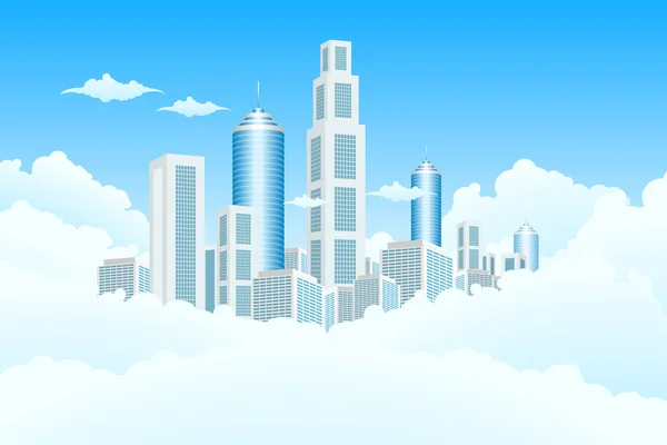 New Modern City in Clouds — Stock Vector
