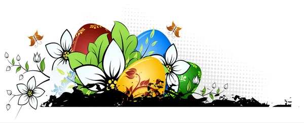 Uova di Pasqua con fiori — Vettoriale Stock