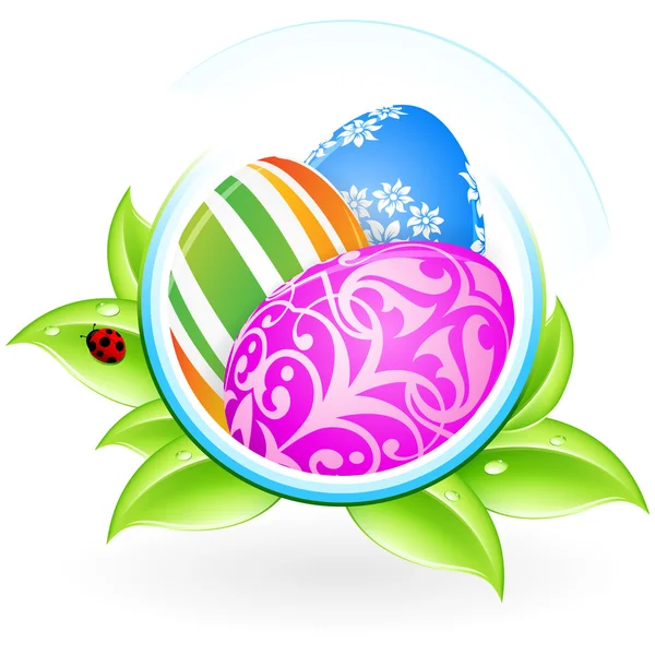 Tree Easter Eggs with leaves — Stock Vector