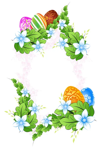 Blomma ram med påskägg — Stock vektor