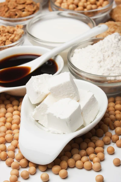 Tofu och andra sojaprodukter — Stockfoto