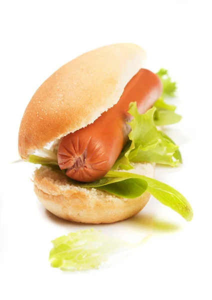 Sosisli sandviç marul ile — Stok fotoğraf