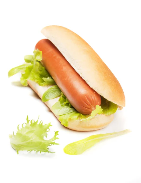 Hot Dog mit Salat — Stockfoto