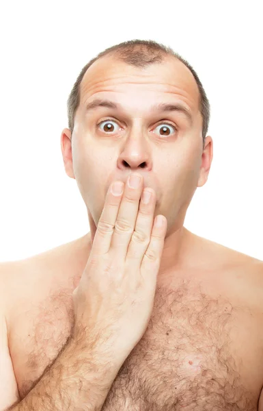 Naked and surprised — Stock Photo, Image
