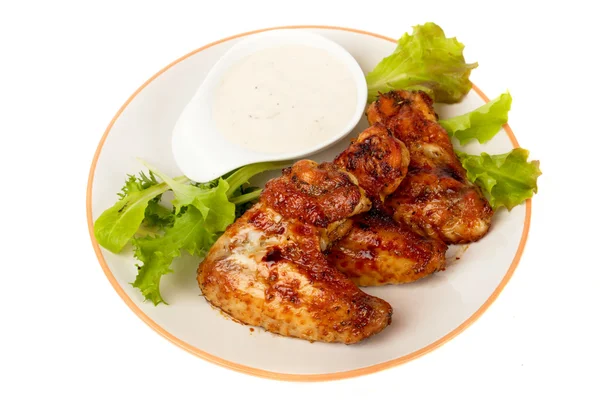 Grilled chicken wings isolated on white — Stock Photo, Image