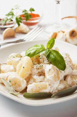 Gnocchi di patata with basilico and cheese sauce