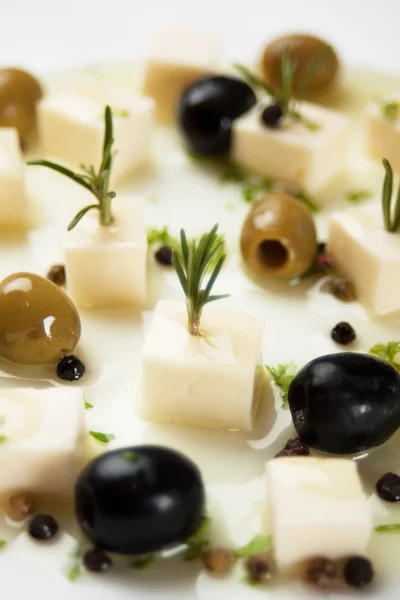 Cheese and olive salad — Stock Photo, Image