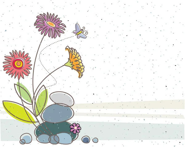 Floral και η πεταλούδα — Διανυσματικό Αρχείο