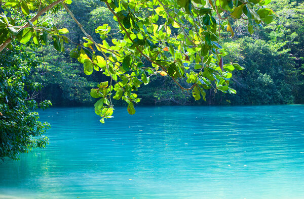 Jamaica. A Blue lagoon. (Popular after shooting the film with same name)