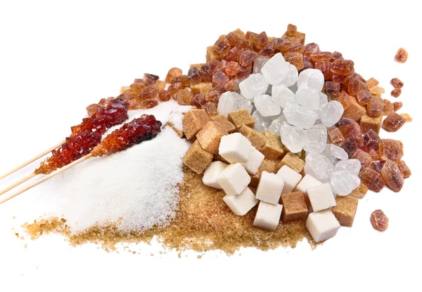 stock image Granulated sugar, sugar not refined, sugar candy white and brown -allsorts