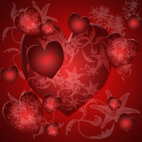 Sevgililer günü-kırmızı kalp için romantik kartı — Stok fotoğraf