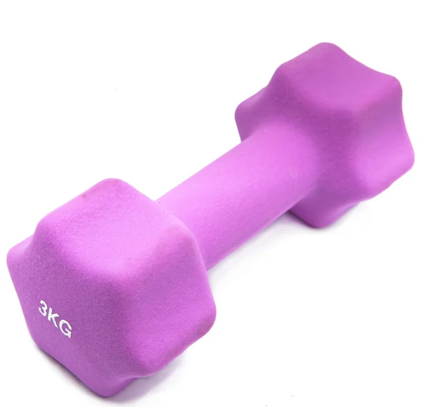 Pink 3 kg dumbbells in a neoprene — Stock Photo, Image