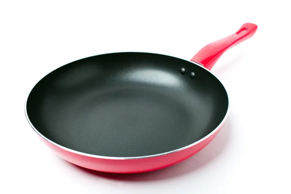 Red frying pan with teflon nonstick covering — Stock Photo, Image