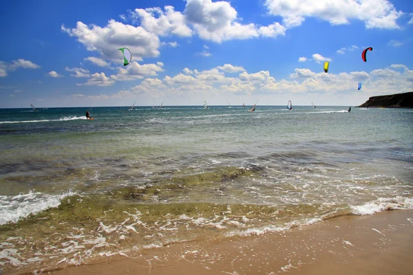 Griechenland. Rhoden. Prasonisi. ein Windsurf-Resort — Stockfoto