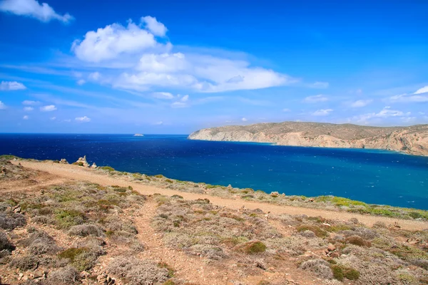 Grécia. Rhodes. Prasonisi Lugar onde se encontram mar Egeu e Mediterrâneo — Fotografia de Stock