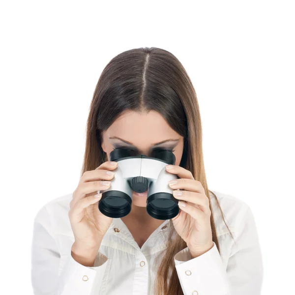 Mujer de negocios mirando a través de prismáticos . —  Fotos de Stock