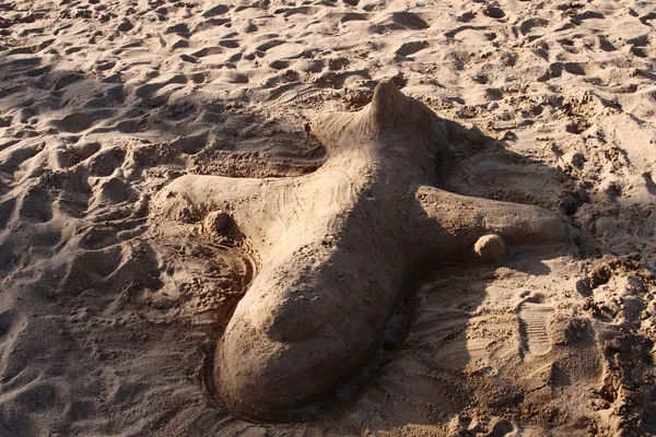 Sand sculpture of plane — Stock Photo, Image
