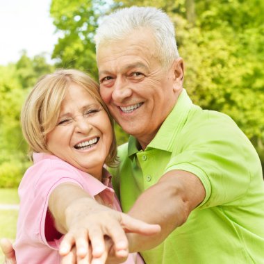 Happy senior woman and man clipart