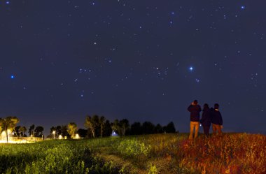 Looking at the stars with binoculars clipart