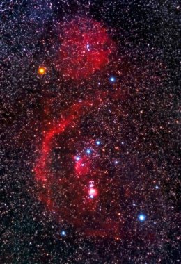 Orion Constellation and Faint Barnard's Loop Nebula clipart