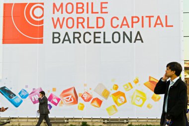 BARCELONA, SPAIN - February 25: The GSMA Mobile World Congress clipart