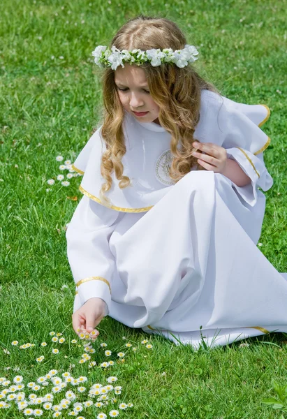First Communion and daisies — Stock Photo, Image