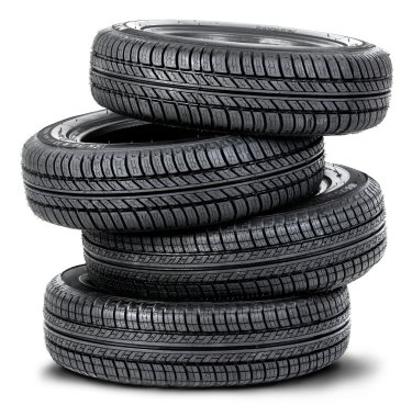 Four tires on the white background clipart