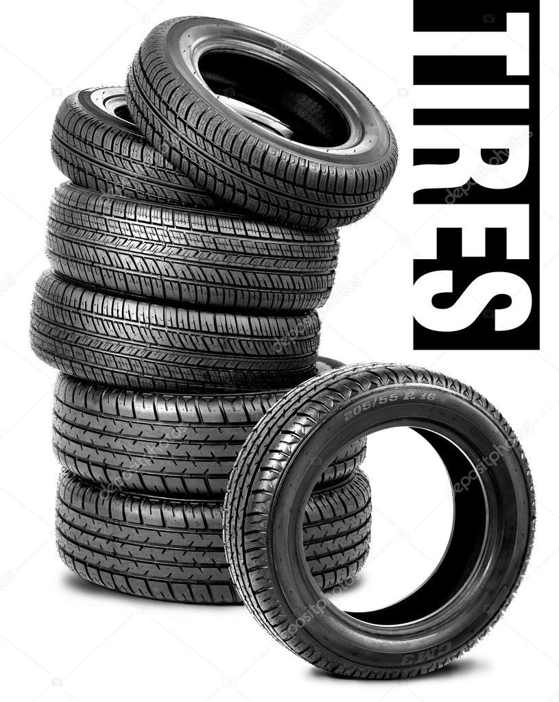 Tires on the white background
