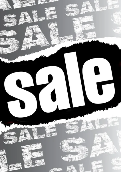 Gray sale poster with teared out black space for text — Stock Photo, Image