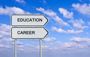 Road sign to education and career clipart