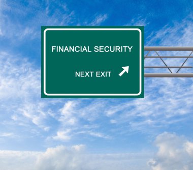 Road sign to financial security clipart