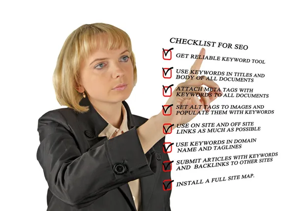Presentazione della checklist SEO — Foto Stock