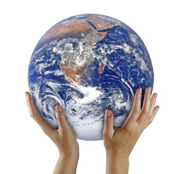 Planet earth on palms.Elements of this image furnished by NASA clipart