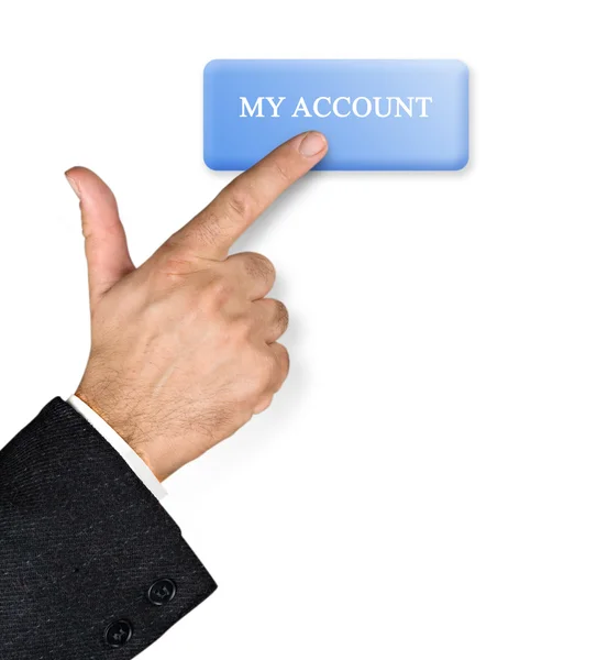 Man pressing my account button — Stock Photo, Image