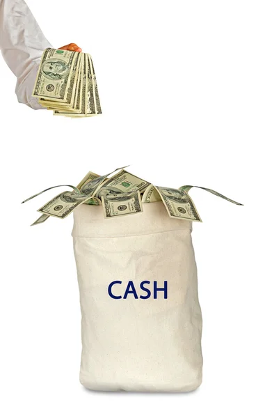 Bolsa com dinheiro — Fotografia de Stock