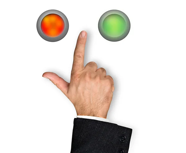 Chosing between red and green buttons — Stock Photo, Image