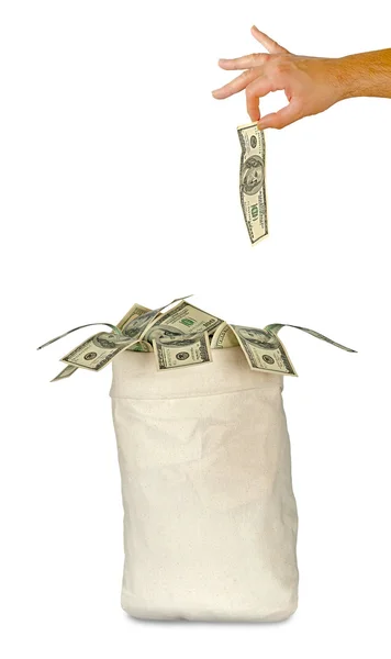 Tašku s penězi — Stock fotografie