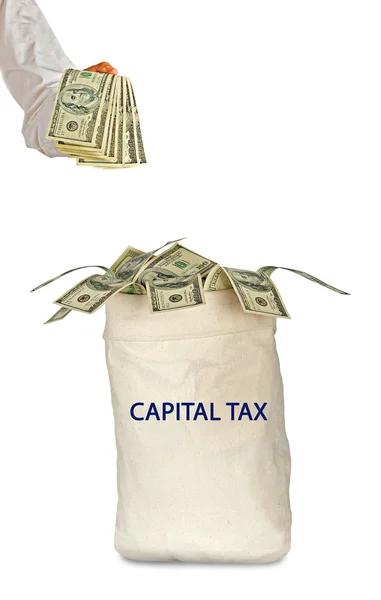 Taška s kapitálovou daň — Stock fotografie