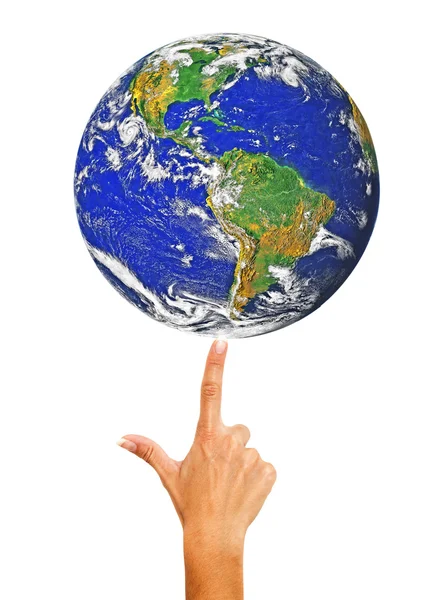 Planet earth ile el — Stok fotoğraf