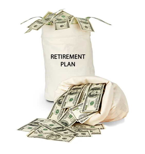 Borsa con piano di pensionamento — Foto Stock